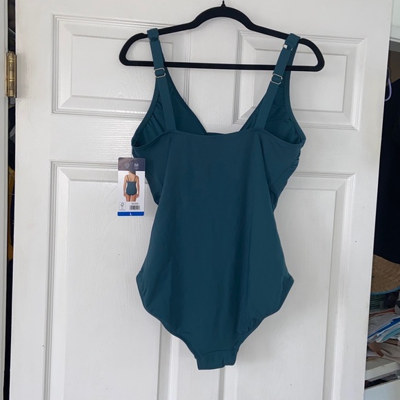 NWT Lands’ End Teal Womens SlenderSuit Grecian Low Leg One Piece UPF 50+ Size L - Picture 6 of 11